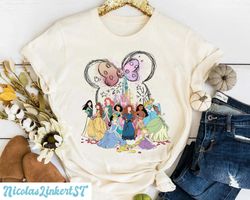Retro Disney Princess Shirt, Disney Watercolor Castle Minnie Shirt, Disneyland Vacation Shirt, Cinderella Belle Ariel Ra