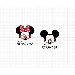 Grandma, Grandpa, Family, Mickey Minnie Mouse, Nana, Papa, Glasses, Matching, Svg and Png Formats, Cut, Cricut, Silhouet