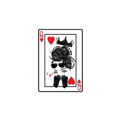 Queen of heart Svg, Heart Svg, Cards Svg, Black Woman svg, Messy Bun svg