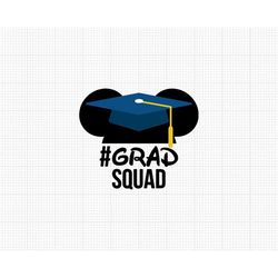 Grad Squad, Graduation Cap, Mickey Mouse, Svg and Png Formats, Cut, Cricut, Silhouette, Instant Download