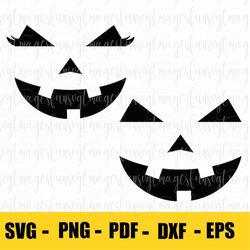 Holiday Clip-Art: Halloween Smiling Carved Pumpkin Faces or Jack-o-Lanterns - Male and Female with Eyelashes - Digital D
