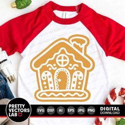 Gingerbread House Svg, Christmas Svg Dxf Eps Png, Ginger Cookie Cut File, Holiday Svg, Kids Shirt Design, Baby Winter Sv