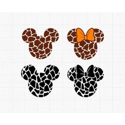 Giraffe, Mickey Minnie Mouse Bow, Vacation Trip, Animal Kingdom, Svg and Png Formats, Cut, Cricut, Silhouette, Instant D