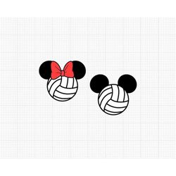 Volleyball, Mickey Minnie Mouse, Sports, Ball, Team, Ears Head Bow, Svg and Png Formats, Cut, Cricut, Silhouette, Clipar