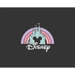 Castle, Mickey Mouse, Rainbow, Sunset, Retro, Ears Head, Svg Png Dxf Formats, Cut, Cricut, Silhouette