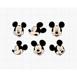 Mickey Mouse, Ears Head Face, Set, Bundle, Svg and Png Formats, Cut, Cricut, Silhouette, Clipart, Instant Download
