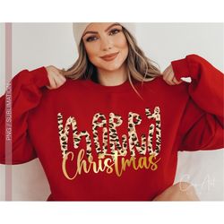 Merry Christmas PNG, Christmas PNG T Shirt Design for Sublimation Download - Print, Happy New Year Png Clipart, Leopard
