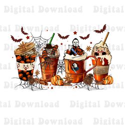 Halloween Horror Coffee Png, Coffee Lover Png, Halloween Pumpkin Latte Drink Cup Png, Happy Hallowee