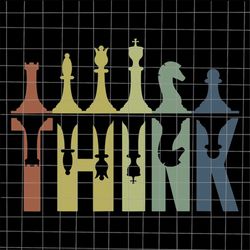 Think Retro Chess Svg, Vintage Chess Pieces Player Chess Coach Svg, Vintage Chess Pieces Svg, Thing Chess Svg