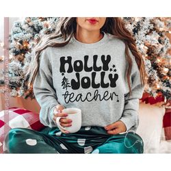 Holly Jolly Teacher Svg, Christmas Teacher Svg Png, Christmas Shirt Svg, Santa's Favorite Teacher Svg Merry Teacher Svg