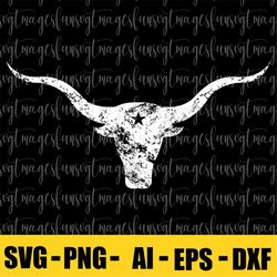 Retro Vintage distressed Texas Longhorn Head Instant Download SVG, Black and White  PNG, EPS, dxf, Ai  digital download
