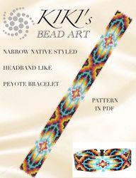 Peyote pattern, peyote bracelet Native styled narrow ethnic headband like pattern peyote pattern in PDF instant download