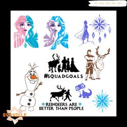Squadgoals Frozen Bundle Svg, Disney Svg, Frozen Svg, Elsa Svg, Snowman Svg