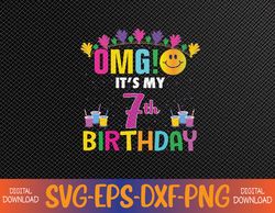 Kids OMG It's My 7th Birthday Cute 7 Year Old Birthday Party Svg, Eps, Png, Dxf, Digital Download