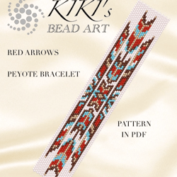 Peyote pattern Red arrows peyote bracelet pattern, peyote pattern design in PDF instant download