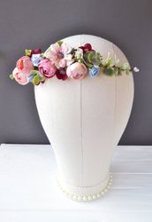 blush pink flower crown kit floral crown for girl hair wreath wedding maternity floral headband bridal headpiece