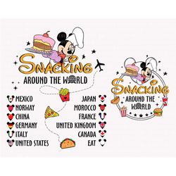 Snacking Around The World Png, Mouse Chef Png, Family Vacation Png, World Trip Png, Family Trip Shirt Png, Vacay Mode Sv