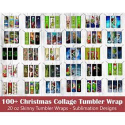 tumbler 20oz bundle, christmas collage tumbler wrap - 20 oz sublimation tumbler wrap png digital file, merry grinchmas,