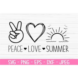 peace love summer svg, summer svg, peace love sign svg, Dxf, Png, Eps, jpeg, Cut file, Cricut, Silhouette, Print, Instan