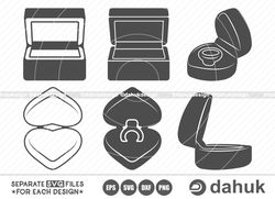 wedding ring box svg, engagement  ring box svg, wedding ring box clipart, cut file for silhouette, svg, eps, dxf, png, c