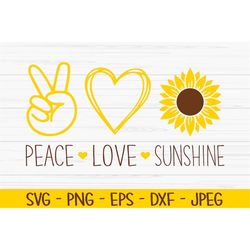 peace love sunshine svg, summer svg, peace love sign svg, sunflower, Dxf, Png, Eps, Cut file, Cricut, Silhouette, Print,