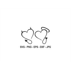 Devil heart,Angel heart,Instant Download,SVG, PNG, EPS, dxf, jpg digital download