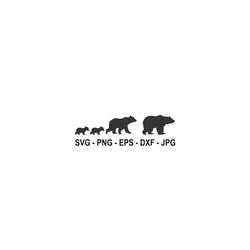 bear family svg,bear svg,grizzly bear svg,instant download,svg, png, eps, dxf, jpg digital download