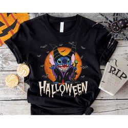 Stitch Costume Maleficent Witch Shirt Nightmare Spooky Season T-Shirt Disney Trip Sweatshirt Hoodie Vacation 2023 Gift F