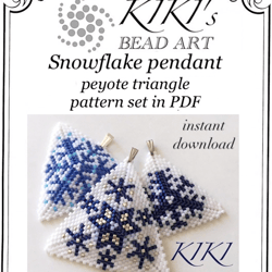 Peyote pattern peyote triangle pattern Snowflake pendants peyote pendant patterns, patterns in PDF in 3 versions -