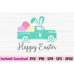 happy easter truck svg, truck with eggs svg, vintage truck svg, Dxf, Png, Eps, jpeg, Cut file, Cricut, Silhouette, Print