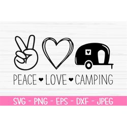peace love camping svg, summer svg, peace love sign svg, camper, Dxf, Png, Eps, jpeg, Cut file, Cricut, Silhouette, Prin