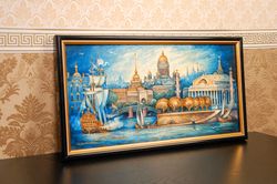 Wall art canvas St Petersburg Russia painting classical miniature lacquer art