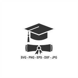 Graduation Cap svg,Graduate svg,silhouette,Instant Download,SVG, PNG, EPS, dxf, jpg digital download