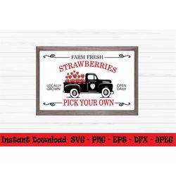 strawberry vintage truck svg, summer truck svg, farm sign svg, Dxf, Png, Eps, jpeg, Cut file, Cricut, Silhouette, Print,