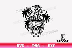 Beach Mom Skull Head with Glasses SVG Cut Files Cricut Skeleton Vacation PNG image Palm Tree DXF file