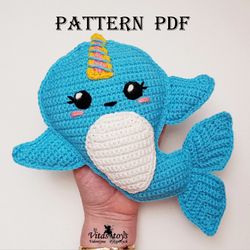 Toy Cute Narwhal Crochet amigurumi rag doll pattern