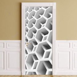 Honeycomb 3D Door Painting Door Sticker Door Decor Peel and Stick Door Art Wallpaper Wrap Door Art