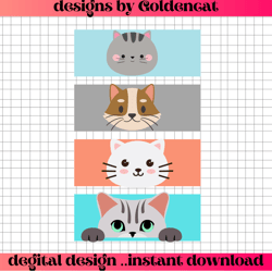 Cute Cat Head Icon Png, 4 cat colorfull png