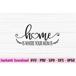 home is where your mom is svg, mother's day svg, mom sign, Dxf, Png, Eps, jpeg, Cut file, Cricut, Silhouette, Print, Ins