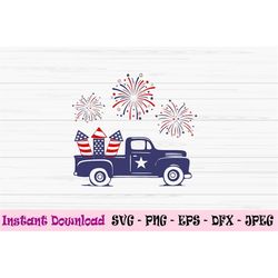 4th of july vintage truck svg, american truck svg, truck svg, Dxf, Png, Eps, jpeg, Cut file, Cricut, Silhouette, Print,