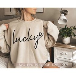 Lucky Svg, Shamrock Svg, St Patricks Day Svg Shirt Design, Heart Svg, Lucky Shirt Svg Funny St Patty Svg Cut File for Cr