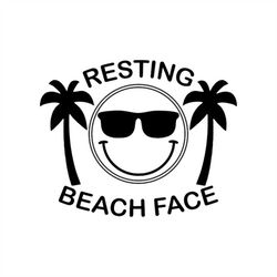 Resting Beach Face  - SVG  PDF PNG Jpg Dxf Eps -  Welcome Silhouette- Cricut Compatible
