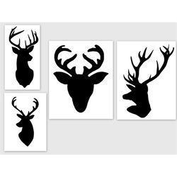 Deer Head Antlers - SVG  PDF PNG Jpg File -  Welcome Silhouette- Cricut Compatible