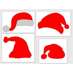Santa Hats - SVG  PDF PNG Jpg File -  Welcome Silhouette- Cricut Compatible