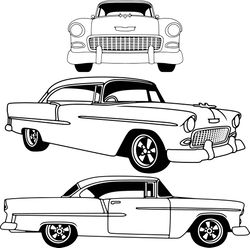 1955 chevy vector FILE Black white vector outline or line art file