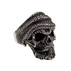 Ring skull gangster with mustache and beard, code 701440YM, completely 925 sterling silver