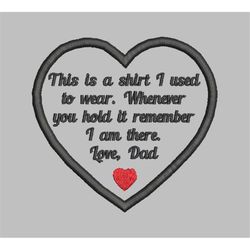 3.5' Heart Memory Patch Applique-This is a Shirt Dad-Pes Jef Sew Hus Vip Exp XXX Dst-Instant Download Instructions to Ma