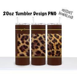 Leopard Fur Luxury 20oz  Skinny Tumbler Sublimation PNG, Waterslide, UV DTF,  Digital Instant Download