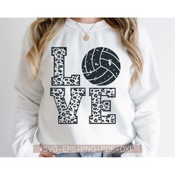 Love Volleyball Svg,Volleyball Mom Svg, Leopard Print Volleyball Svg Files Cricut - Cut - Silhouette - Distressed - Grun