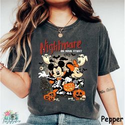 Nightmare On Main Street Mickey Minnie Comfort Colors Shirt, Disney Family Halloween Shirt, Disney Spooky Shirt,Disney H